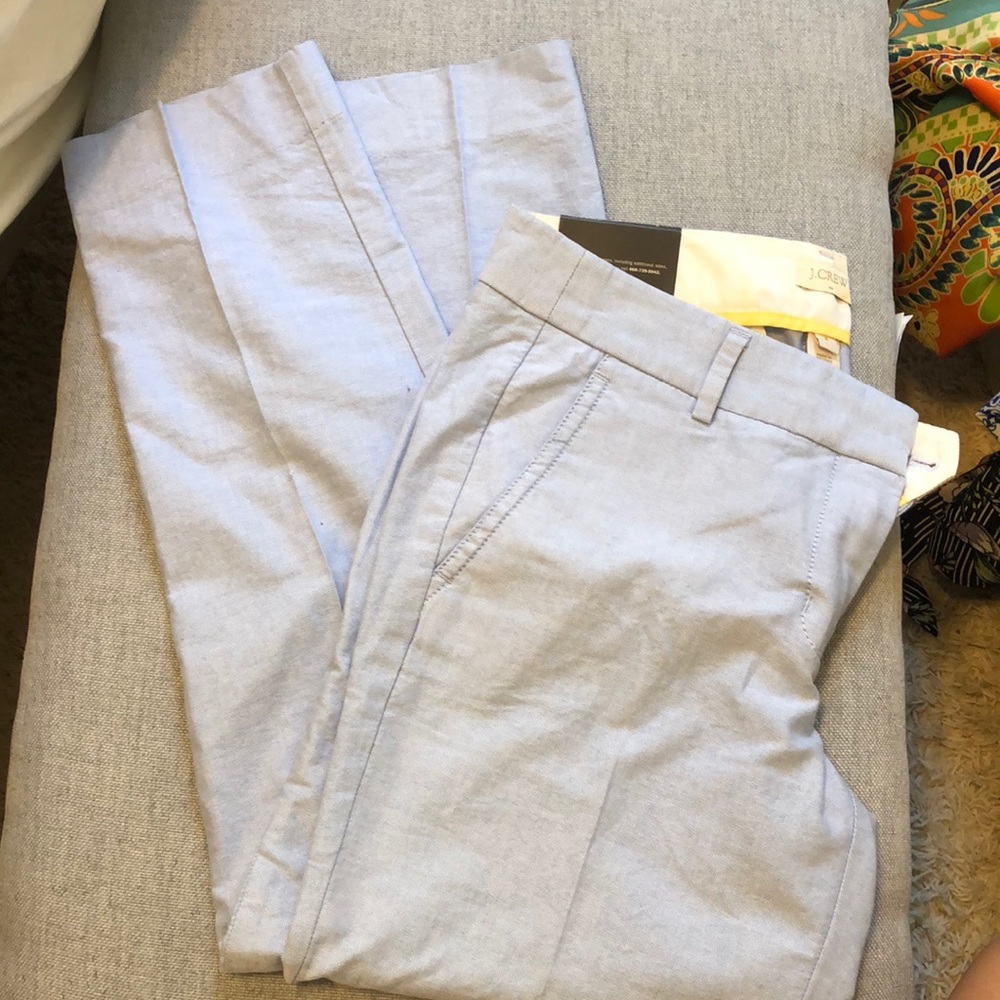 J crew skimmer pants blue linen